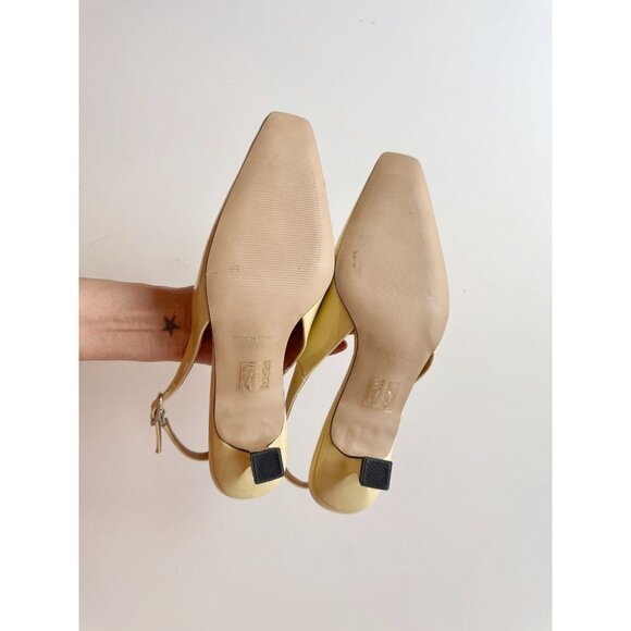 L'INTERVALLE Kowloon Light Yellow Patent Square Toe Slingback Heels, Size 36 - Picture 12 of 15